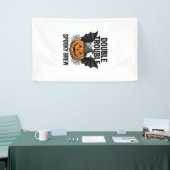 Halloween Pompoen Heks Dubbele Problemen Vintage D Spandoek (Beurs)