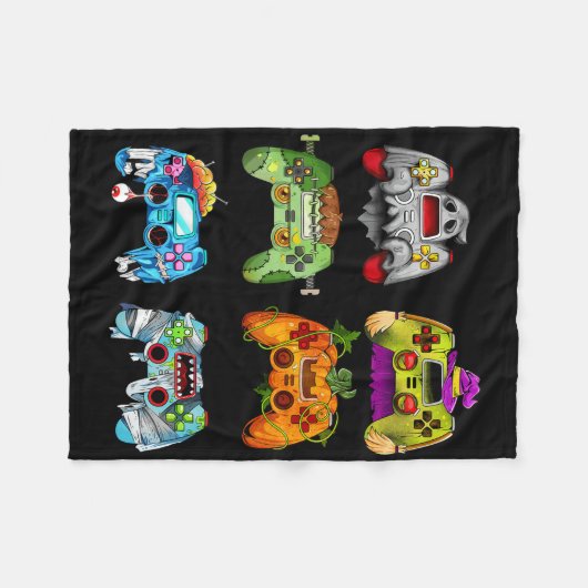 Halloween pompoen heks gaming controllers zombie fleece deken (Voorkant (Horizontaal))