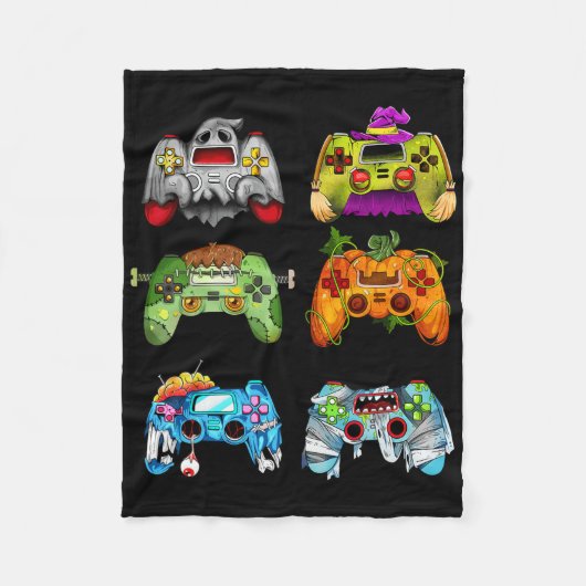 Halloween pompoen heks gaming controllers zombie fleece deken (Voorkant)