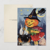 Halloween  Pompoen Heks MoonAnsichtkaart Feestdagenkaart (Voorkant / Achterkant)