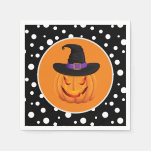 Halloween Pompoen Heks Papieren Servetten