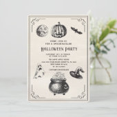 Halloween pompoen heks party uitnodiging (Staand voorkant)