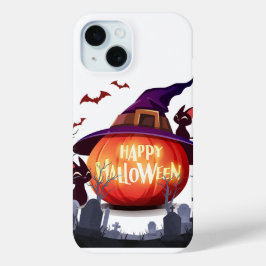 Halloween pompoen, heks Pet en zwarte katten iPhone 15 Case
