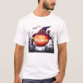 Halloween pompoen, heks Pet en zwarte katten T-shirt (Voorkant)