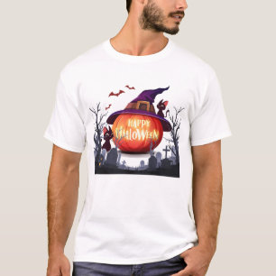 Halloween pompoen, heks Pet en zwarte katten T-shirt
