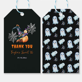 Halloween pompoen heks Pet geesten schattig zoet 1 Cadeaulabel