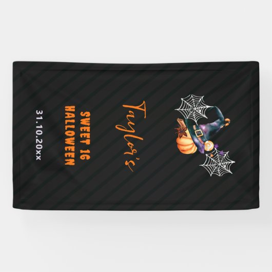 Halloween pompoen heks Pet geesten schattig zoet 1 Spandoek (Horizontaal)