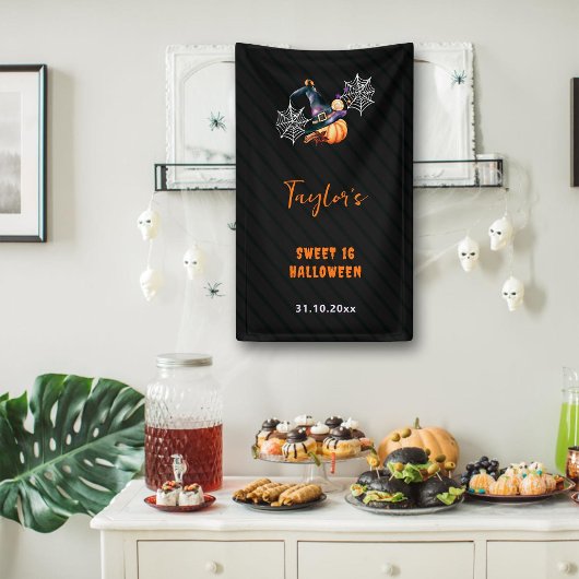 Halloween pompoen heks Pet geesten schattig zoet 1 Spandoek