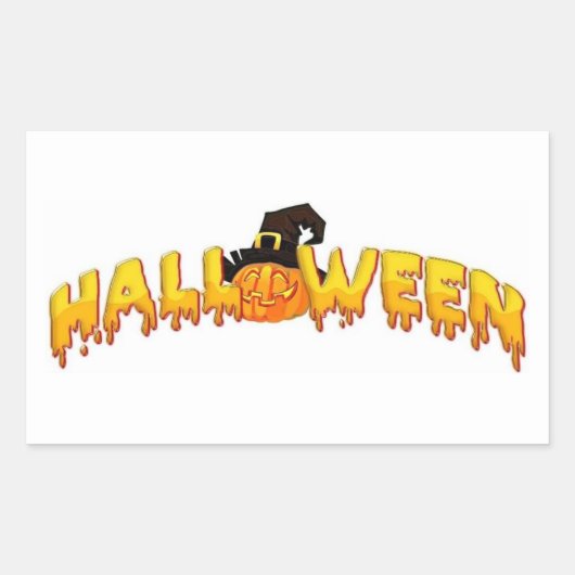Halloween pompoen heks rechthoekige sticker (Voorkant)