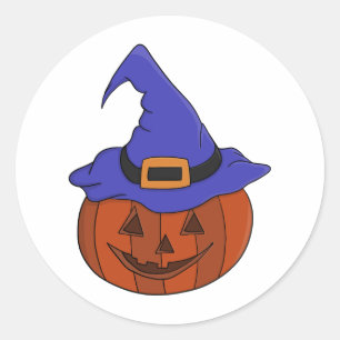 Halloween pompoen heks ronde sticker