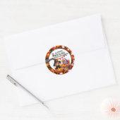 Halloween pompoen heks ronde sticker (Envelop)