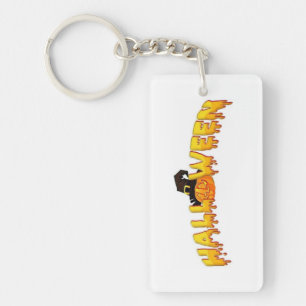 Halloween pompoen heks sleutelhanger