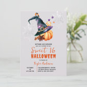 Halloween pompoen heks Snoep geesten schattig zoet Kaart (Staand voorkant)