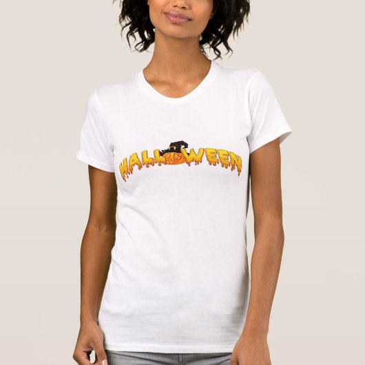 Halloween pompoen heks t-shirt (Voorkant)