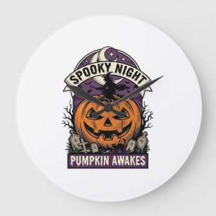 Halloween Pompoen Heks Vintage Griezelnacht Shirt Grote Klok