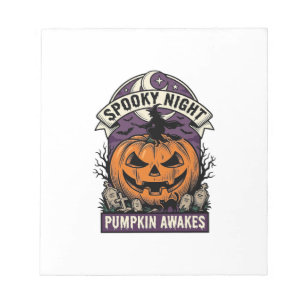 Halloween Pompoen Heks Vintage Griezelnacht Shirt Notitieblok