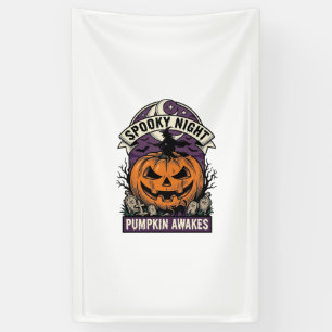 Halloween Pompoen Heks Vintage Griezelnacht Shirt Spandoek