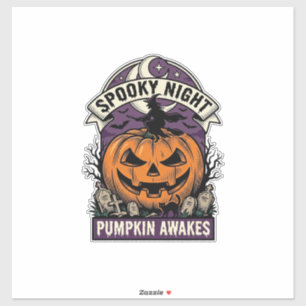 Halloween Pompoen Heks Vintage Griezelnacht Shirt Sticker