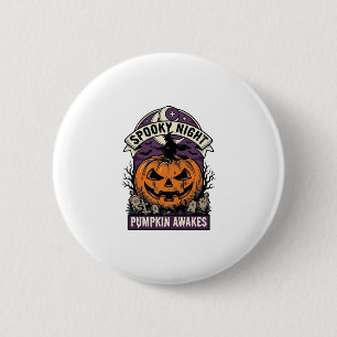 Halloween Pompoen Heks Vintage Spokerige Nacht Shi Ronde Button 5,7 Cm