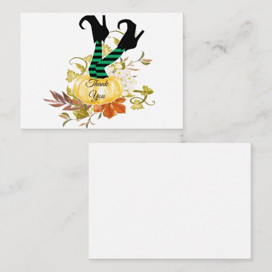 Halloween pompoen heksen benen dank je kaart notitiekaartje (Voorkant / Achterkant)