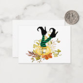 Halloween pompoen heksen benen dank je kaart notitiekaartje (Voorkant / Achterkant in situ)