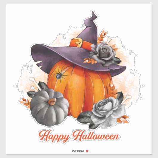 Halloween pompoen, heksen Pet, Rozen en Botten Sticker (Vel)