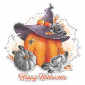 Halloween pompoen, heksen Pet, Rozen en Botten Sticker (Voorkant)