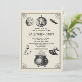 Halloween  pompoen heksenfeest kaart (Staand voorkant)