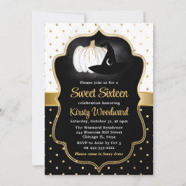 Halloween Pompoen & Heksenhoed Sweet Sixteen Kaart