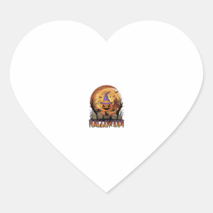 Halloween Pompoen Heksenhoed Zwarte Kat Volle Maan Hart Sticker