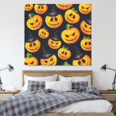 Halloween pompoen: heksenpatroon canvas afdruk (Insitu (Slaapkamer))
