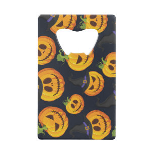 Halloween pompoen:  heksenpatroon creditkaart flessenopener