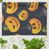 Halloween pompoen: heksenpatroon theedoek (Gevouwen)