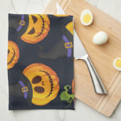 Halloween pompoen: heksenpatroon theedoek (Quarter Fold)