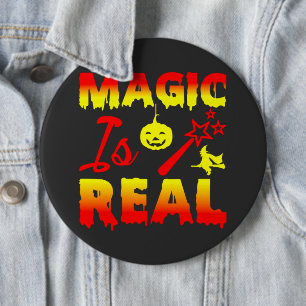 Halloween Pompoen Hekserij Toverstaf Toverij is Ec Ronde Button 6,0 Cm