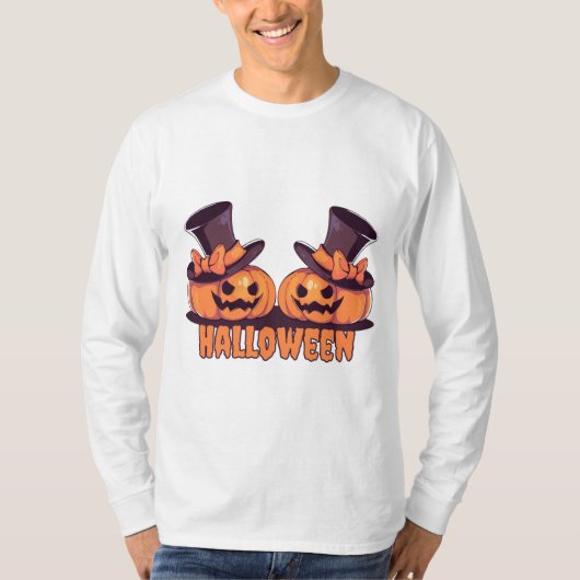 Halloween Pompoen Heren T-Shirt (Voorkant)