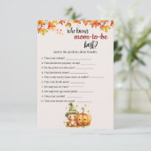 Halloween Pompoen Herfst Baby shower Game Kaart (Staand voorkant)