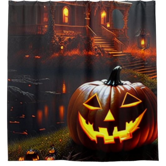 Halloween/Pompoen/Herfst Douchegordijn (Voorkant)