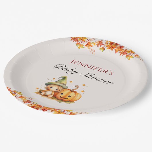 Halloween Pompoen Herfst Thanksgiving Baby shower Papieren Bordje (Gekanteld)