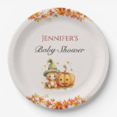 Halloween Pompoen Herfst Thanksgiving Baby shower Papieren Bordje (Voorkant)