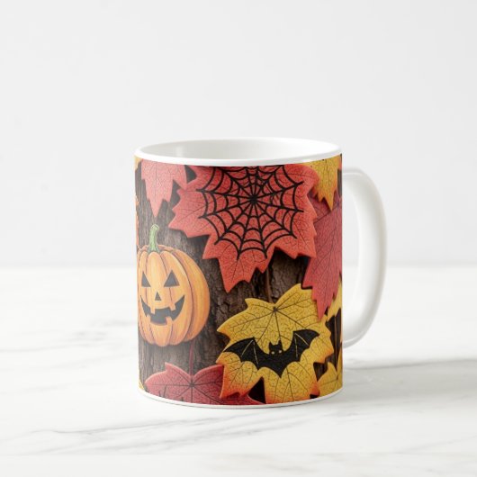 Halloween pompoen & herfstbladeren koffie Mok (Voorkant rechts)