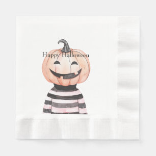 Halloween Pompoen Hoofd in T-shirt Servet