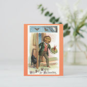  Halloween pompoen hoofd Man Black Cat Briefkaart (Staand voorkant)