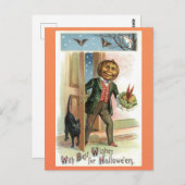  Halloween pompoen hoofd Man Black Cat Briefkaart (Voorkant / Achterkant)