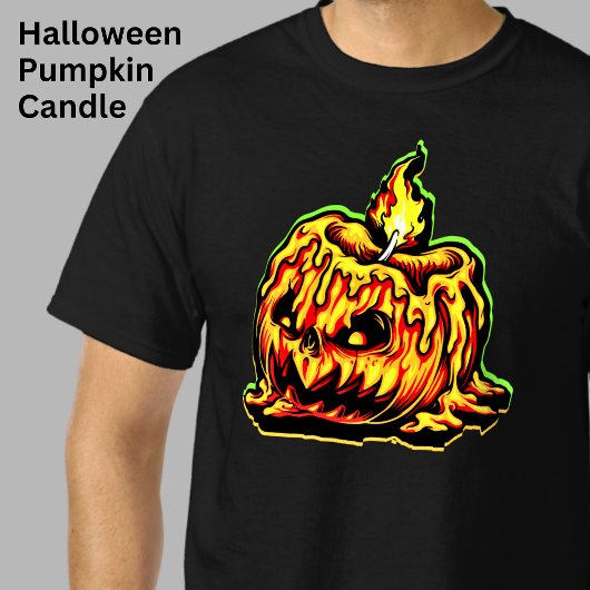Halloween pompoen hoofd vlammende brandende kaars t-shirt