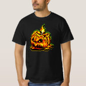 Halloween pompoen hoofd vlammende brandende kaars t-shirt (Voorkant)