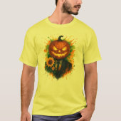 Halloween pompoen hoofd Waterverf kunst T-shirt (Voorkant)