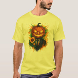 Halloween pompoen hoofd Waterverf kunst T-shirt