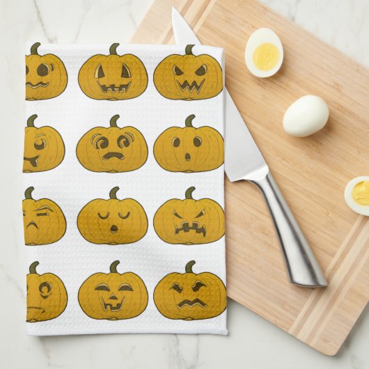  Halloween pompoen houtsnijwerk Theedoek (Quarter Fold)