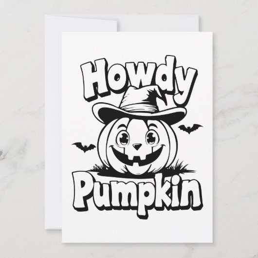 Halloween Pompoen: Howdy Pompoen Grappig Kaart (Achterkant)